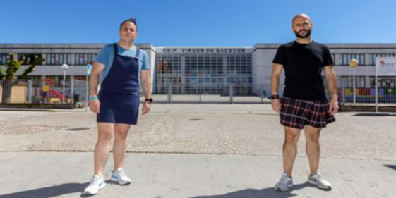 Some male teachers appear in skirts across Spain