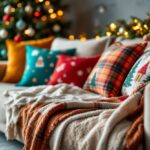 Family in matching festive pajamas for holiday photos