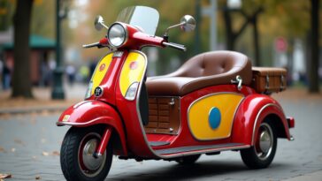 Replica scooter Chitty Chitty Bang Bang di un uomo di 92 anni