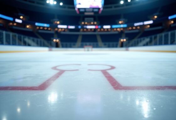 Montreal Canadiens logo with a hockey rink background