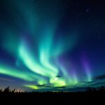 Stunning northern lights over a snowy landscape in the US