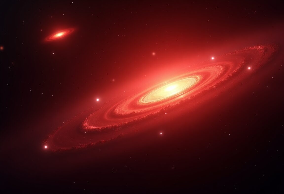 Illustration of red monsters in galaxy formation