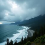 Storm approaching Vancouver Island with dark clouds