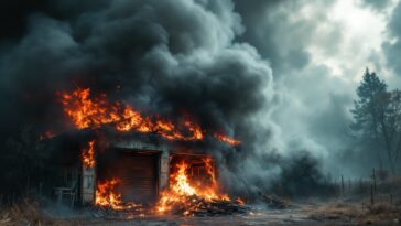 Fire scene in Queens following a domestic dispute