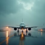 Flight attendant captures pilots during a stormy flight