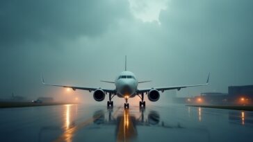 Flight attendant captures pilots during a stormy flight