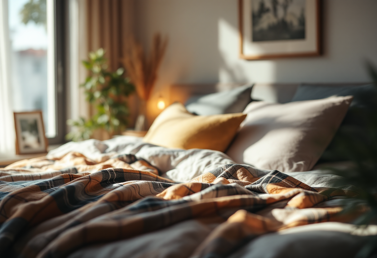 A cozy weighted blanket on a bed for relaxation