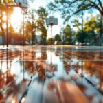 Coaches and players strategizing in college basketball