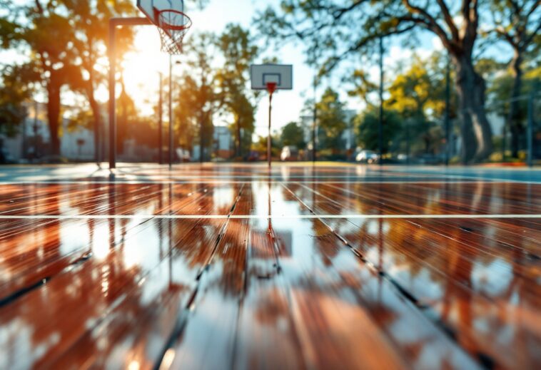 Coaches and players strategizing in college basketball