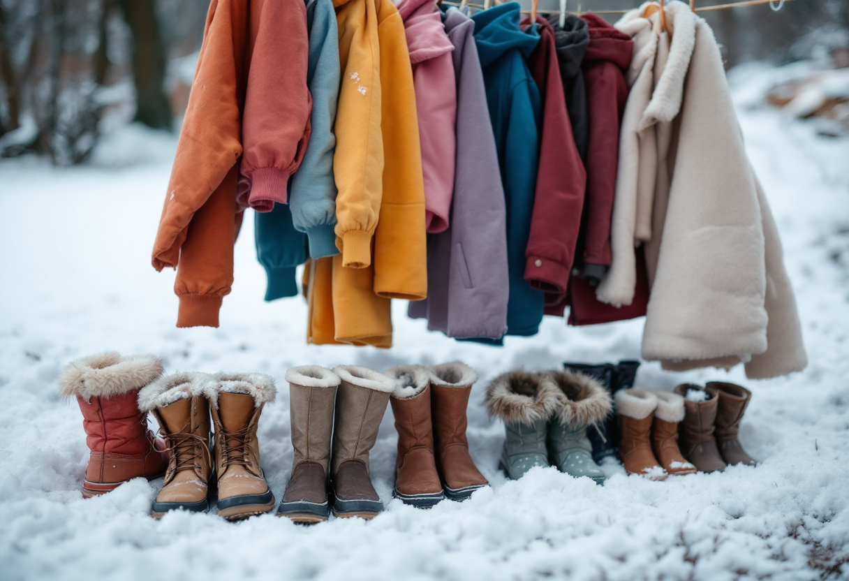 Kids wearing winter gear enjoying the snow