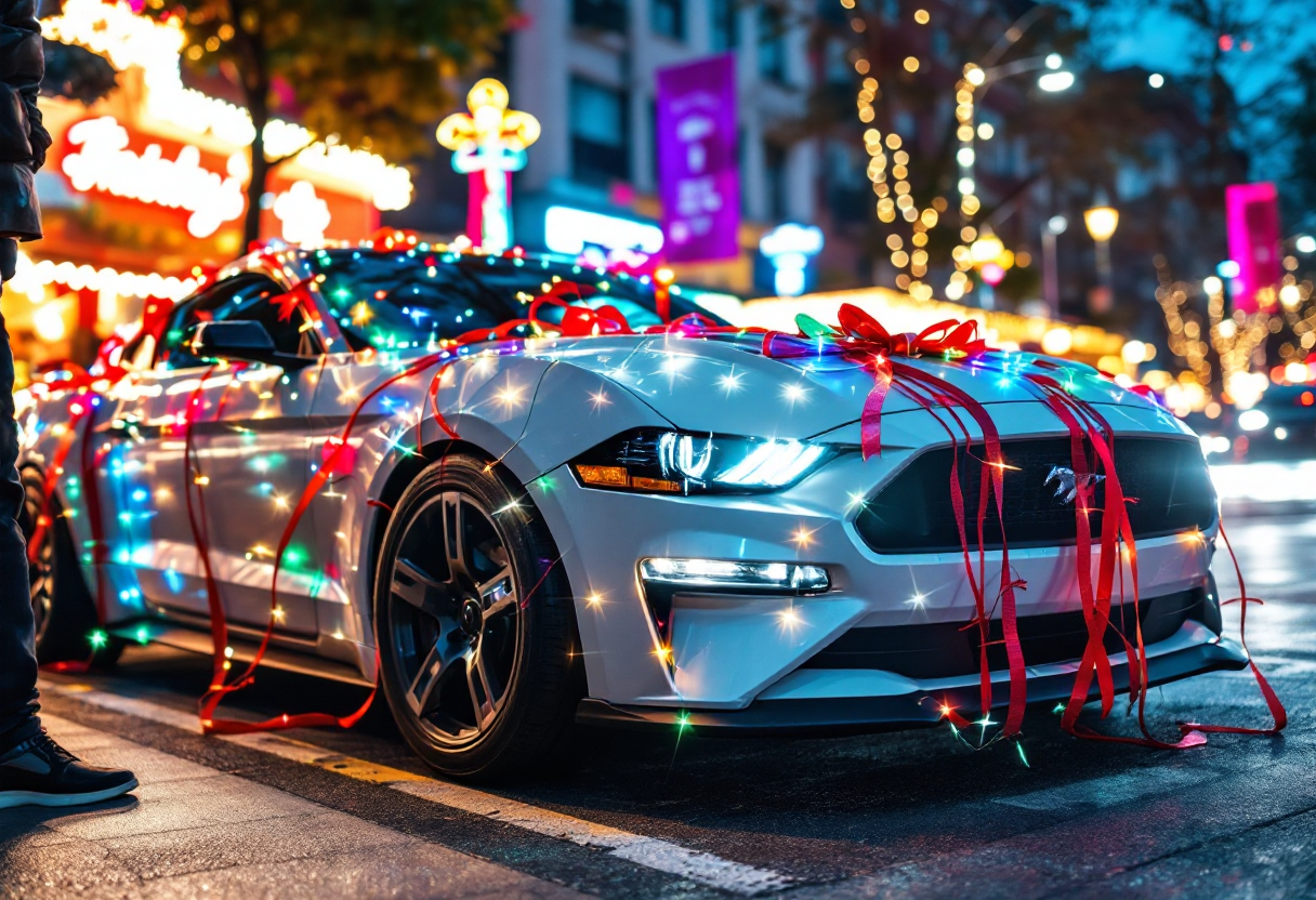 Colorful car decorations for festive celebrations