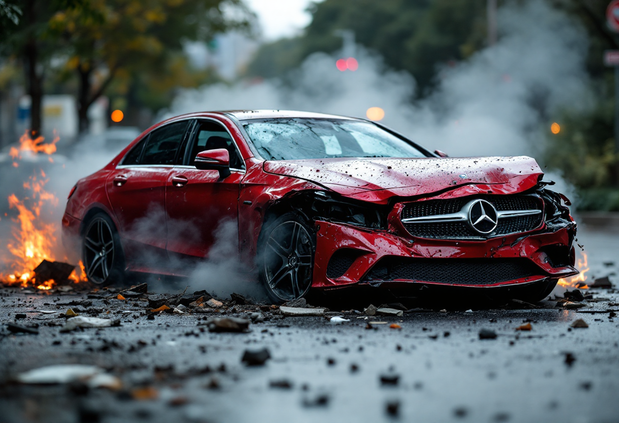 Emergency responders at the scene of a fiery crash in Vancouver