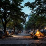 Protesters rally against overnight sheltering in parks