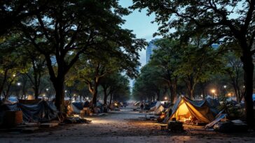 Protesters rally against overnight sheltering in parks