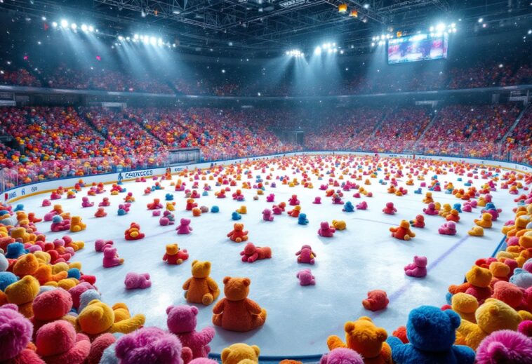 London Knights fans celebrate teddy bear toss victory