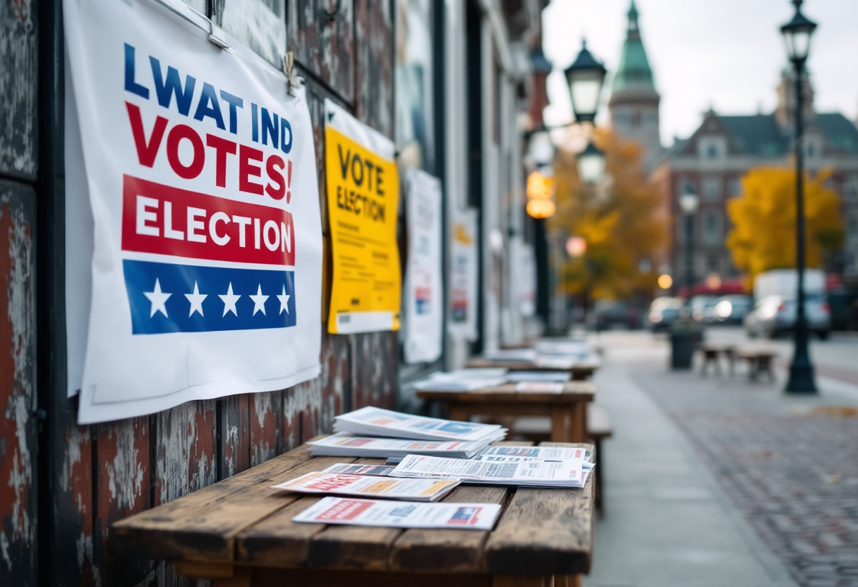 Political landscape of Ontario with election signs