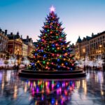 The Rockefeller Center Christmas tree adorned with lights