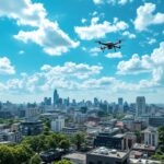 Aerial view of drones posing security threats