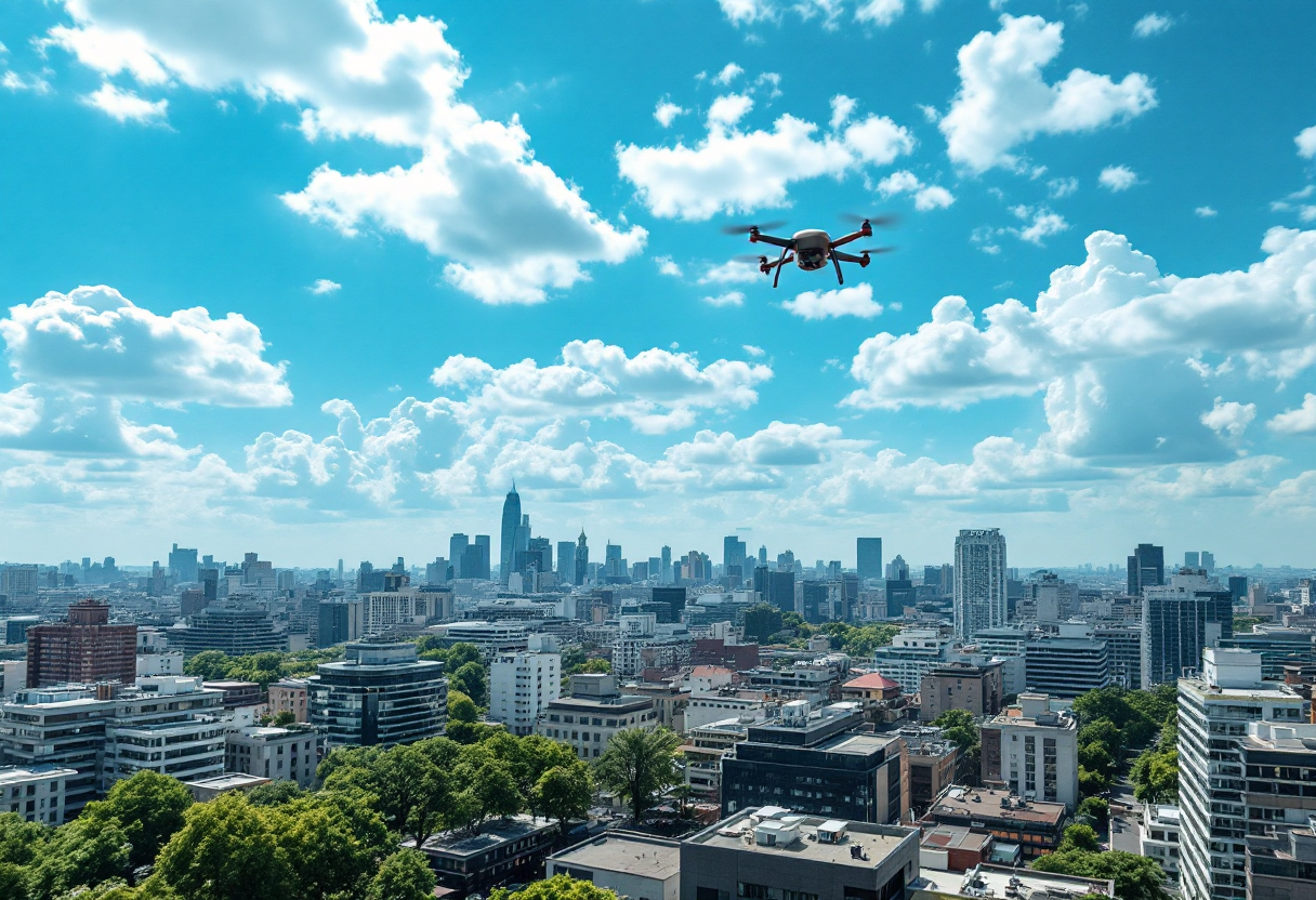 Aerial view of drones posing security threats