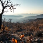 California wildfires with smoke and flames in the background