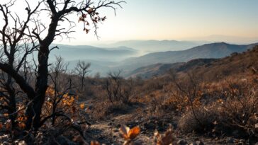 California wildfires with smoke and flames in the background