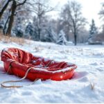 Children sledding in winter, highlighting safety risks