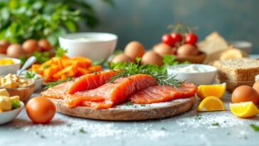 Variety of foods rich in vitamin D for healthy diet