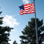 Flags displayed at half-staff during a debate