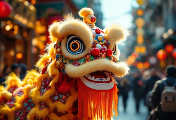 Lion dance performance captivating young audience in Vancouver