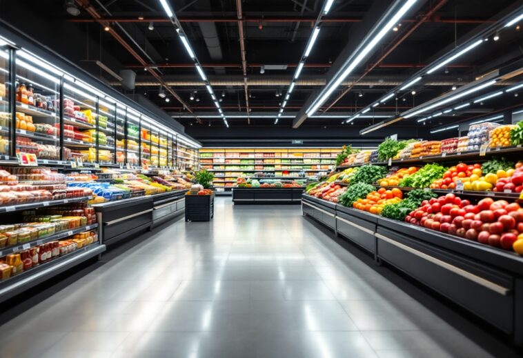 A modern grocery store showcasing healthy food options