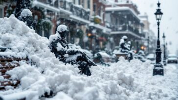 Historic snowfall blankets New Orleans in winter beauty