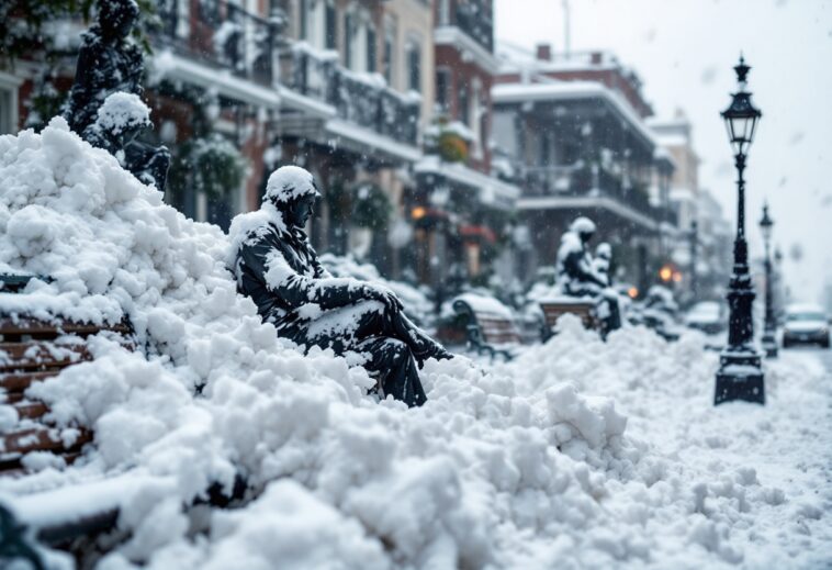 Historic snowfall blankets New Orleans in winter beauty