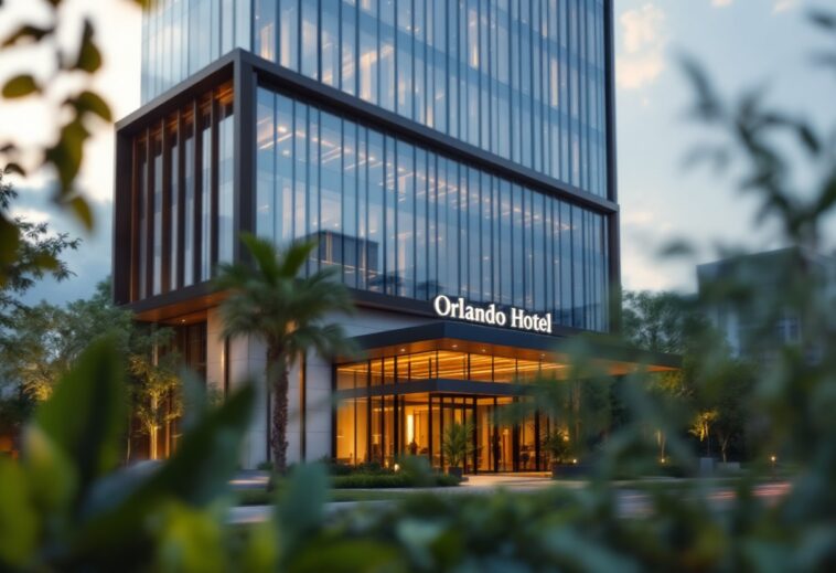 Orlando hotel exterior with legal documents