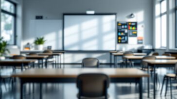 Students in a classroom without mobile phones