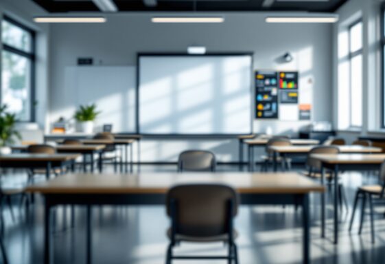 Students in a classroom without mobile phones