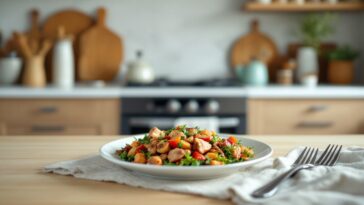 A plate of reheated leftovers with vibrant colors