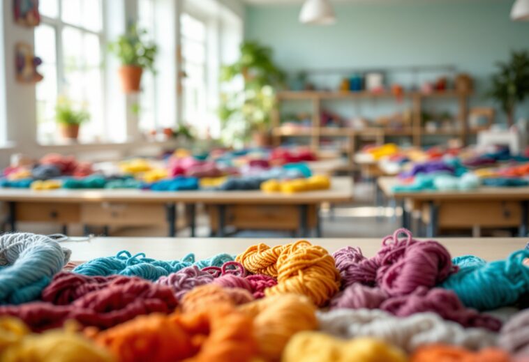 Students knitting to support local community needs