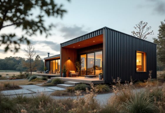 A modern shipping container home in Texas