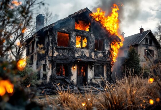 Firefighters at the scene of a house fire in Scarborough