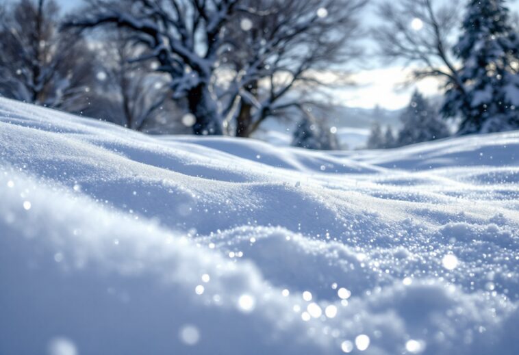 Family enjoying sledding in winter snow