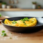 Delicious classic French omelette on a plate