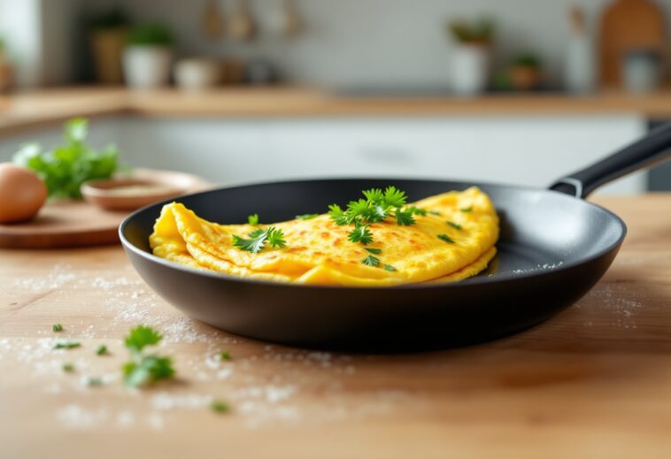 Delicious classic French omelette on a plate