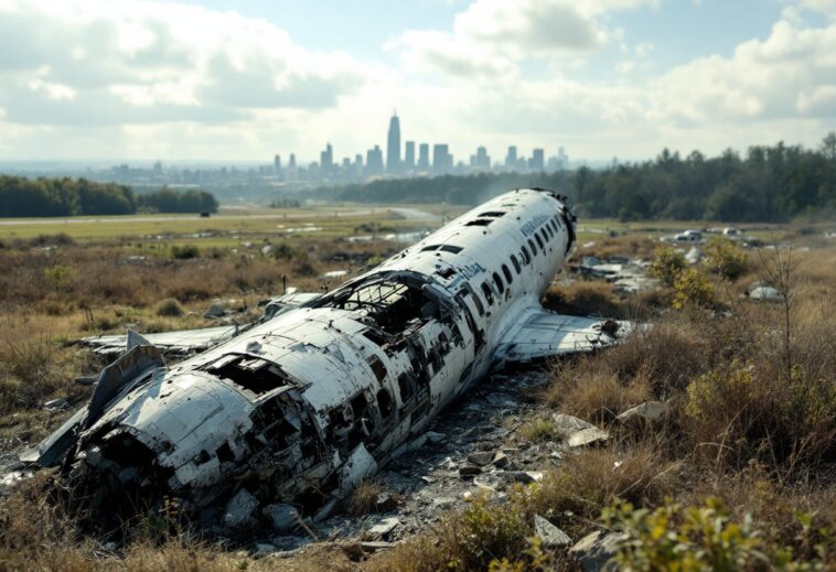 Scene of the medical transport flight crash in Philadelphia