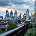 Air ambulance crash site in Philadelphia with emergency responders