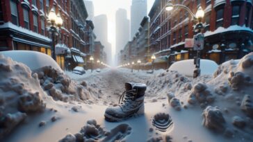 Postal workers demonstrating during a winter storm