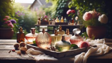 Colorful spring fragrances in elegant bottles