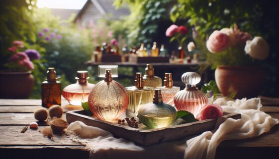 Colorful spring fragrances in elegant bottles