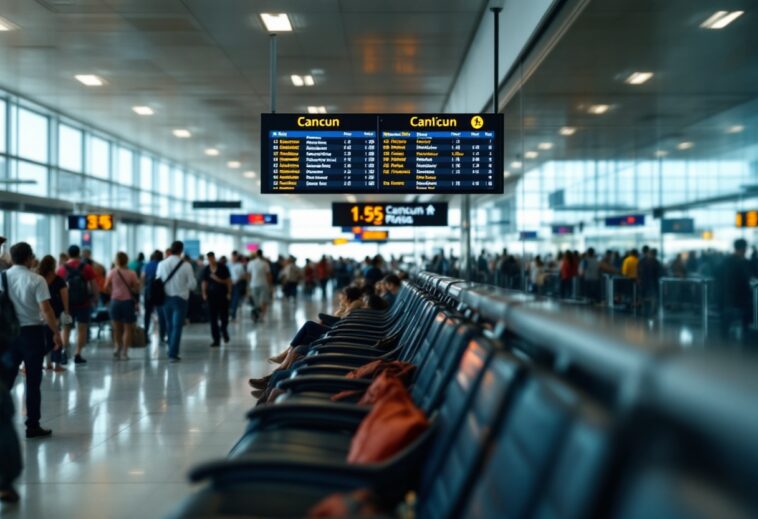 WestJet passengers waiting at Cancun airport due to delays