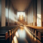 An abstract representation of AI and spirituality in worship