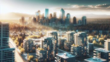 Calgary skyline with election campaign banners